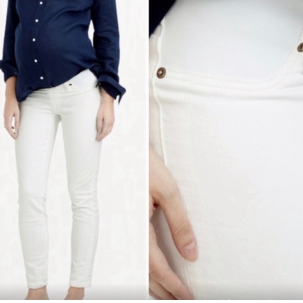 29 J Crew Maternity Toothpick skinny Jeans in Chalk White DENIM NEW SLIM ANKLE